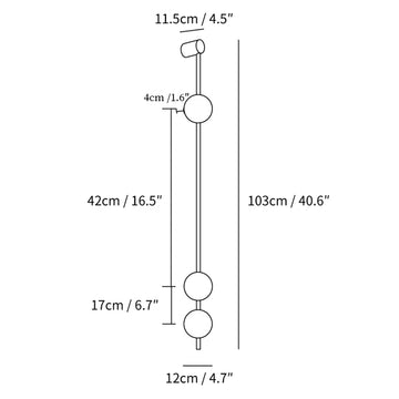 Vertical Balls Lâmpada de Parede — Dimension drawings 1