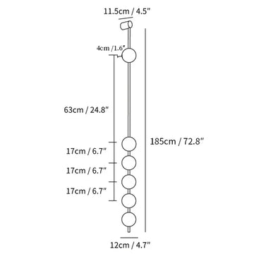 Vertical Balls Lâmpada de Parede — Dimension drawings 4