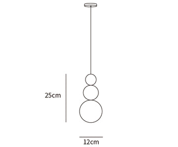 Acrylic Three Ball Pendant Lamp — Dimension drawings 1
