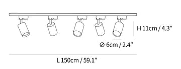Faretto a Binario Orientabile a Soffitto — Dimension drawings 3