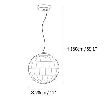 Luminária Pendente Bola de Alabastro — Dimension drawings 1