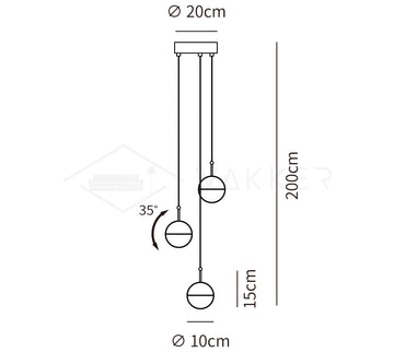 مطعم الفن LED قلادة الخفيفة — Dimension drawings 2