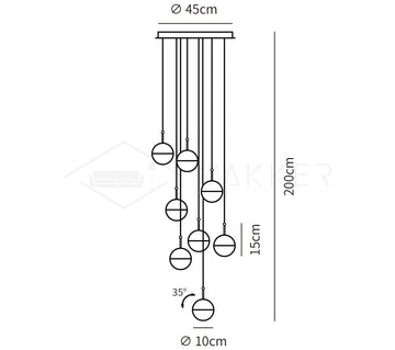 مطعم الفن LED قلادة الخفيفة — Dimension drawings 4