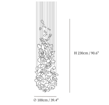 Flying Flowers Fluttering Chandelier — Dimension drawings 1