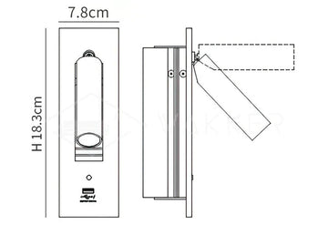 Luz de Parede USB para Cabeceira, Preto — Dimension drawings 1