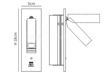 Luz de Parede USB para Cabeceira, Preto — Dimension drawings 2