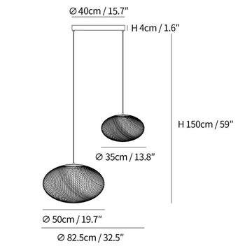 Metalen netwerk hanglamp — Dimension drawings 3