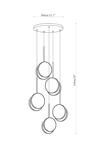 Moonshade Alabaster-Pendelleuchte — Dimension drawings 2