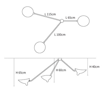 Multi-Arm Spider Ceiling Lamp B — Dimension drawings 2