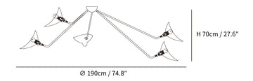 Multi-Arm Spider Ceiling Lamp B — Dimension drawings 3
