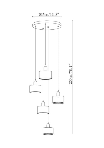 مصباح Odyssey Alabaster المعلق — Dimension drawings 2