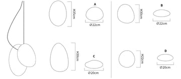 Luminaire suspendu en verre dépoli — Dimension drawings 25