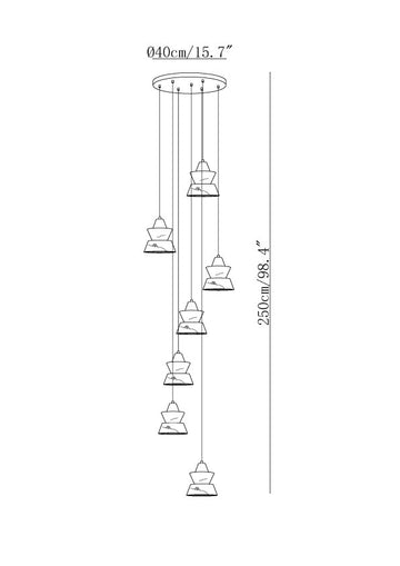 Luminaire Suspendu Trivola en Alabâtre — Dimension drawings 2