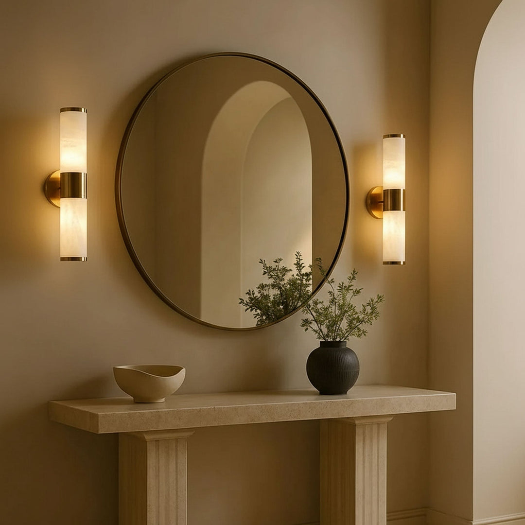 Alabaster Wall Sconce: Your Bathroom's Personal Light Filter - Vakkerlight