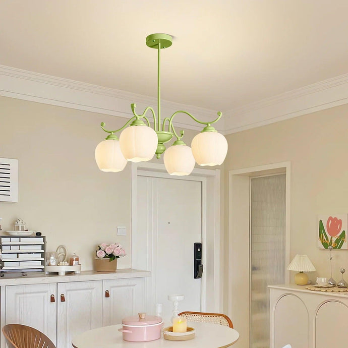 Refreshing Blooms: Illuminate Your Space with Green Fresh Flower Chandeliers