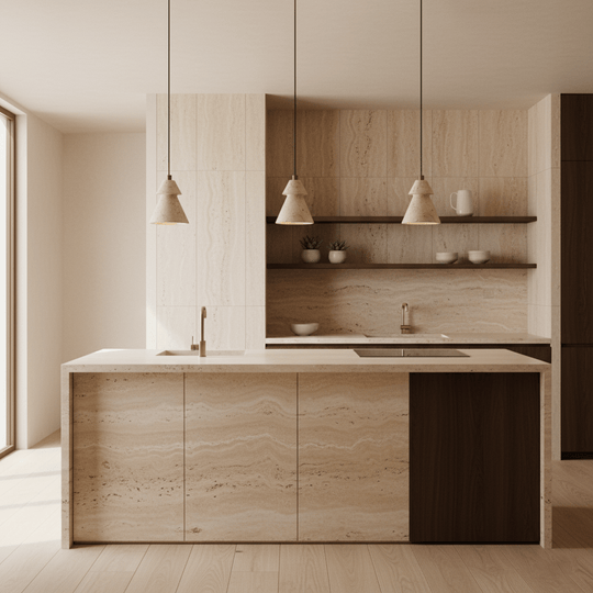 Earth-Born Elegance: Travertine Pendant Lights That Transform Your Kitchen Island
