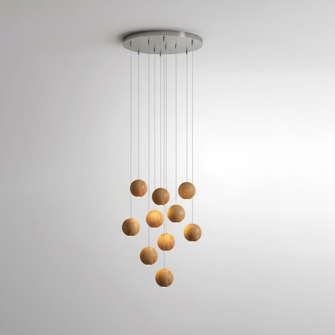 Wooden Orb Sphere Cluster Pendant Light - Vakkerlight