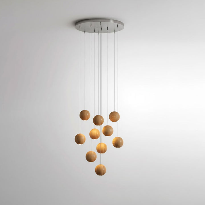 Wooden Orb Sphere Cluster Pendant Light - Vakkerlight