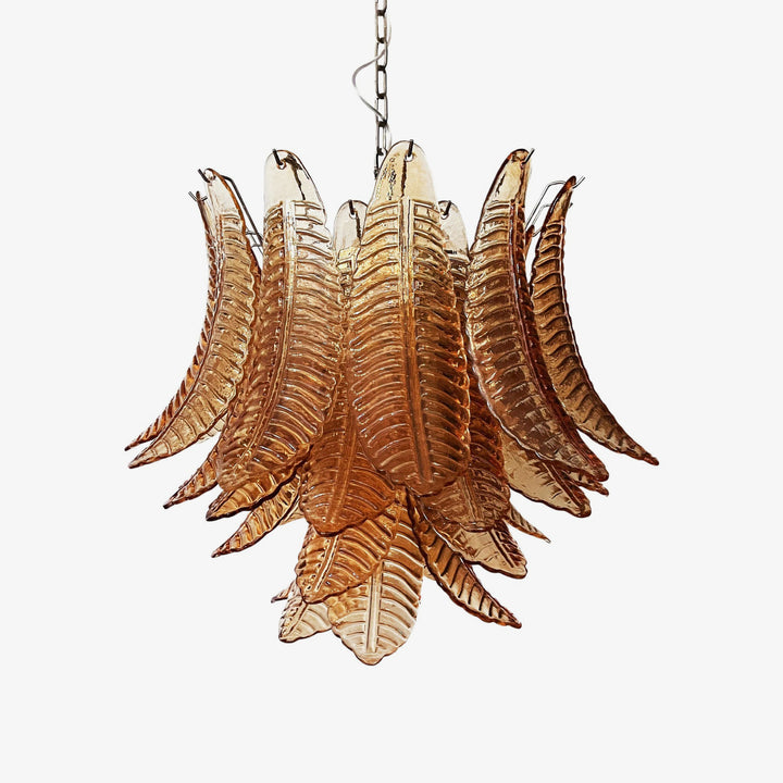 Murano Amber Glass Leaf Chandelier - Vakkerlight