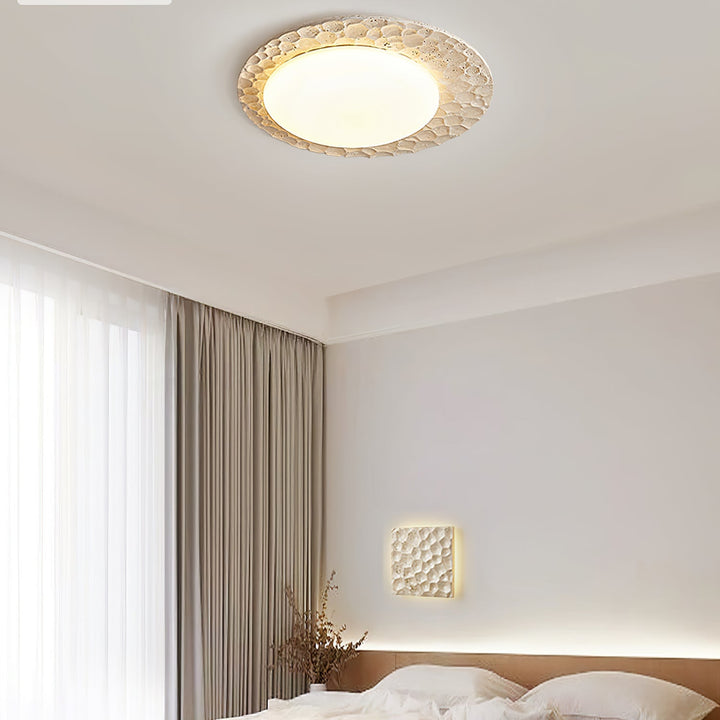 Textured Organic Travertine Ceiling Lamp - Vakkerlight