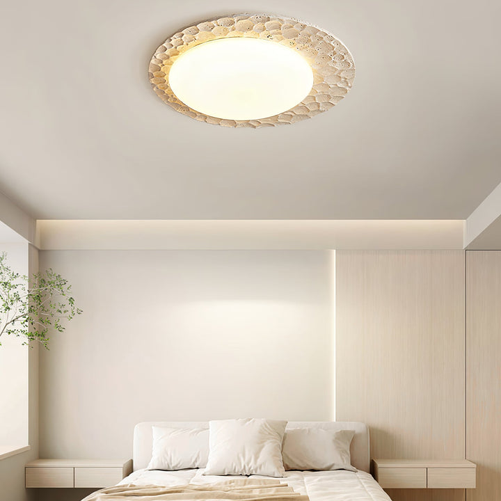 Textured Organic Travertine Ceiling Lamp - Vakkerlight