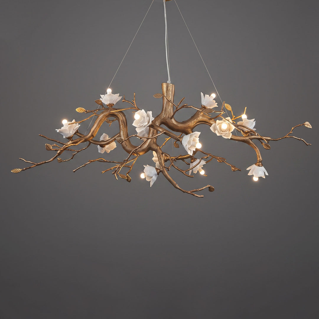Flower Bloom Branch Brass Chandelier - Vakkerlight