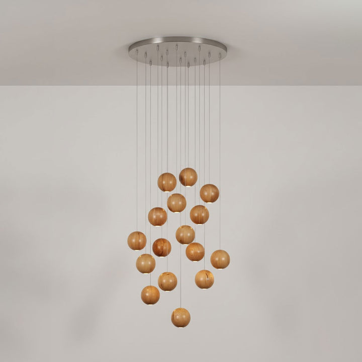 Wooden Orb Sphere Cluster Pendant Light - Vakkerlight