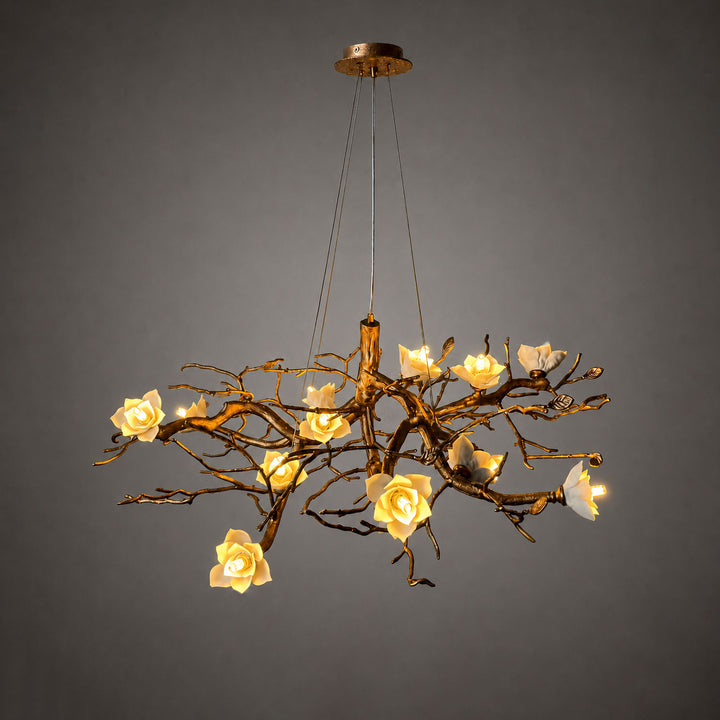 Flower Bloom Branch Brass Chandelier - Vakkerlight