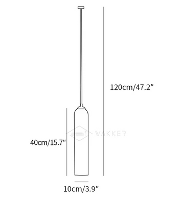 Long Tube Glass Pendant Light — Dimension drawings 1