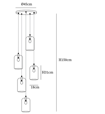 Bottle Glass Pendant Light — Dimension drawings 3