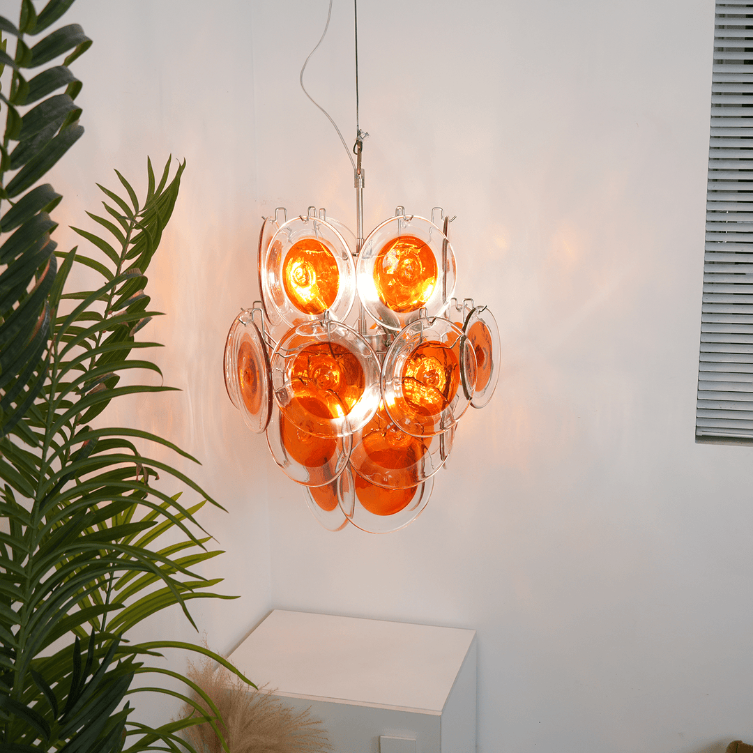 Orange Transparent Murano Disc Chandelier - Vakkerlight