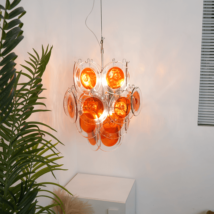 Orange Transparent Murano Disc Chandelier - Vakkerlight