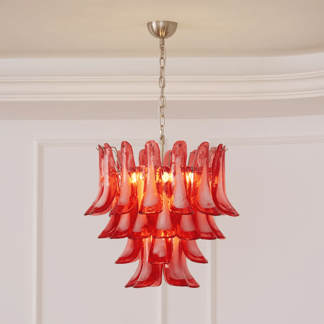 Crimson Glass Murano Petals Chandelier - Vakkerlight