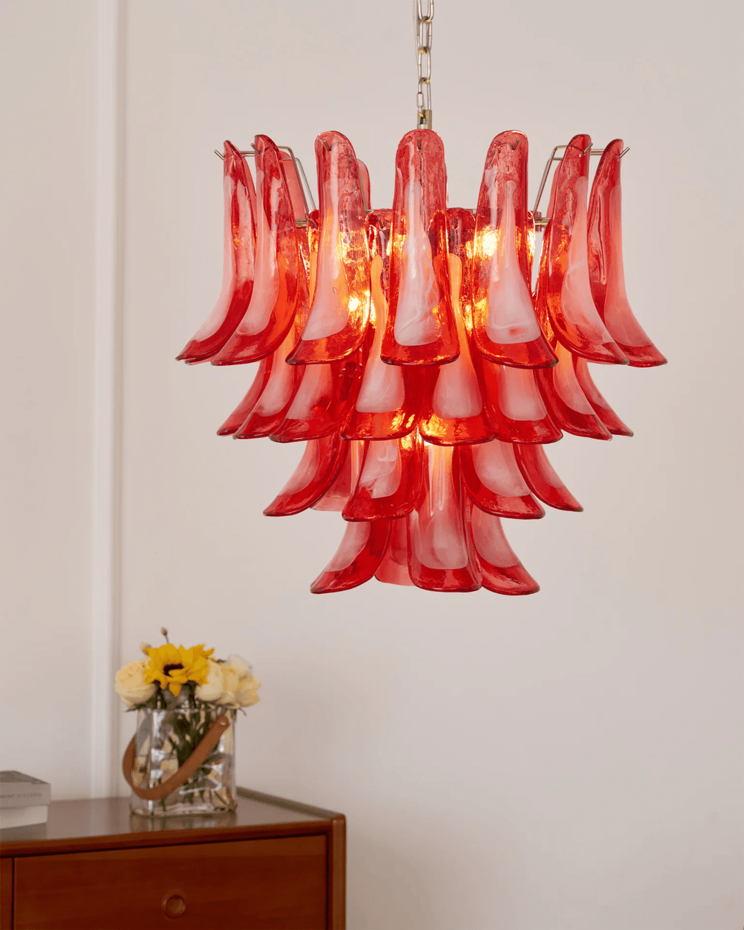 Crimson Glass Murano Petals Chandelier - Vakkerlight
