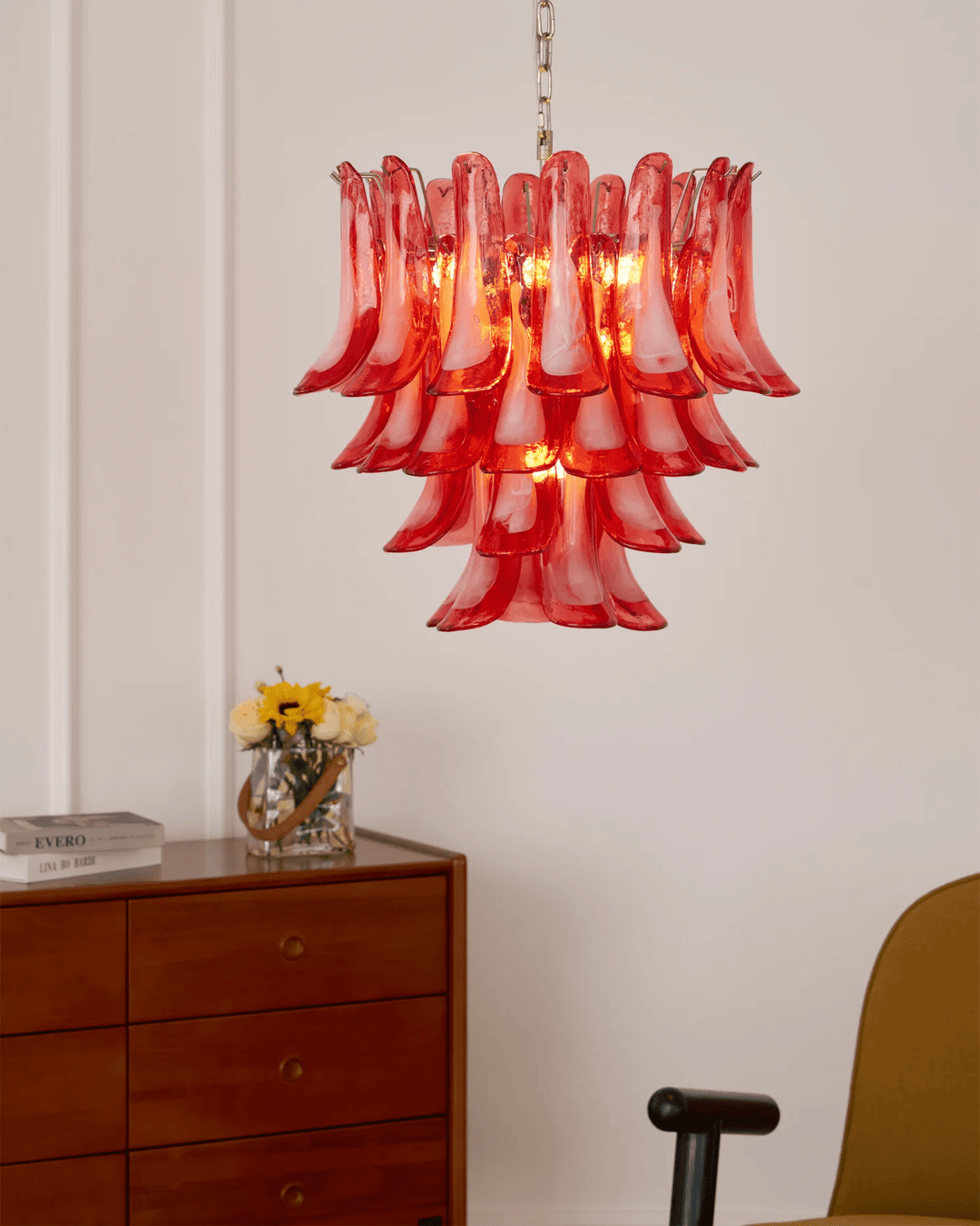 Crimson Glass Murano Petals Chandelier - Vakkerlight