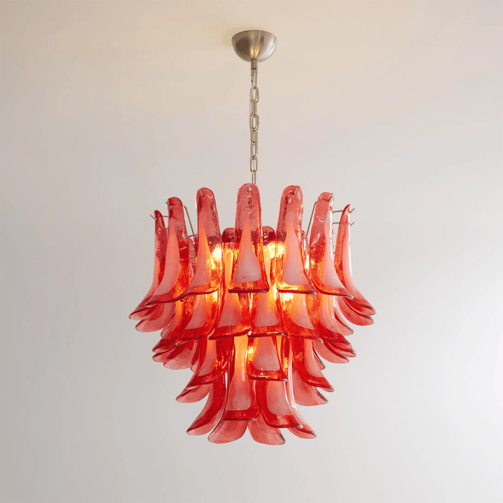 Crimson Glass Murano Petals Chandelier - Vakkerlight
