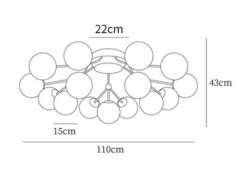 Glass Balls Cluster Deckenleuchte — Maßzeichnungen 3