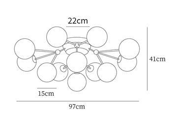 Glass Balls Cluster Deckenleuchte — Maßzeichnungen 2