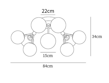 Glass Balls Cluster Deckenleuchte — Maßzeichnungen 1