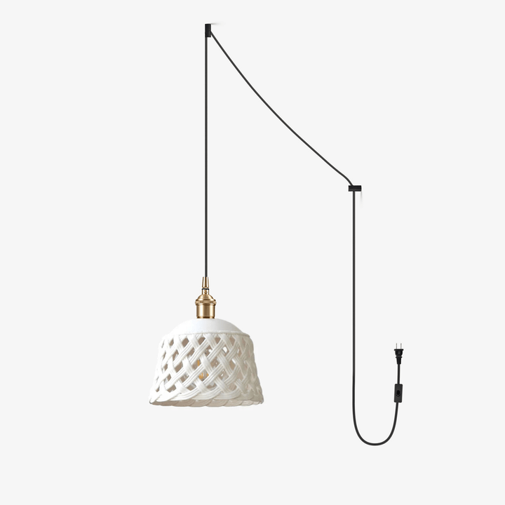 Openwork Ceramic Pendant Swag Light - Vakkerlight
