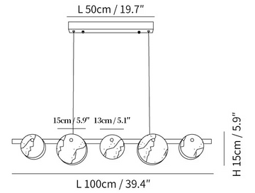 Lustre Trinidad en albâtre pour salle à manger — Dimension drawings 1