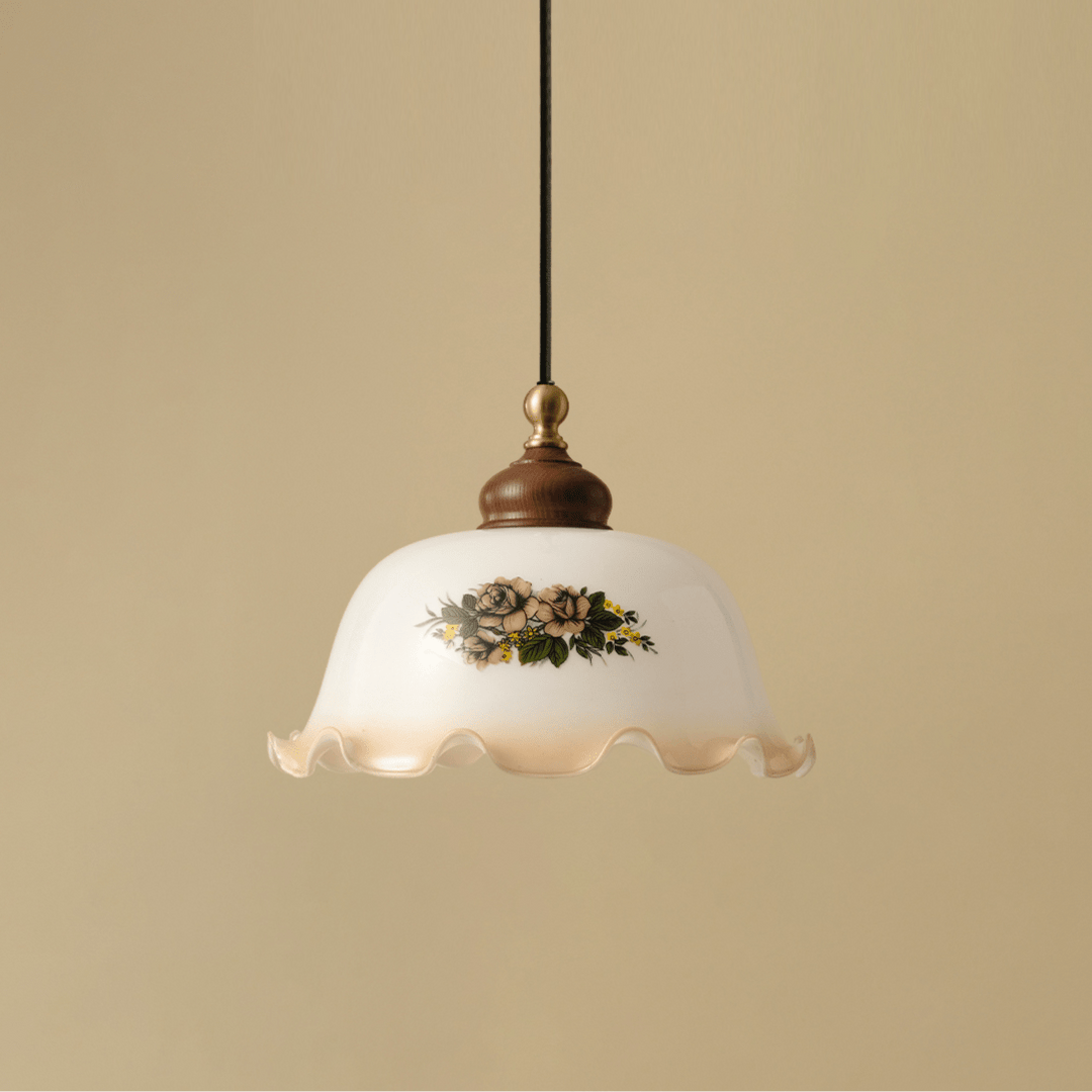 Floral Patterned Glass Pendant Light - Vakkerlight