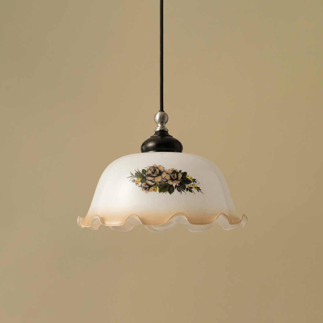 Floral Patterned Glass Pendant Light - Vakkerlight