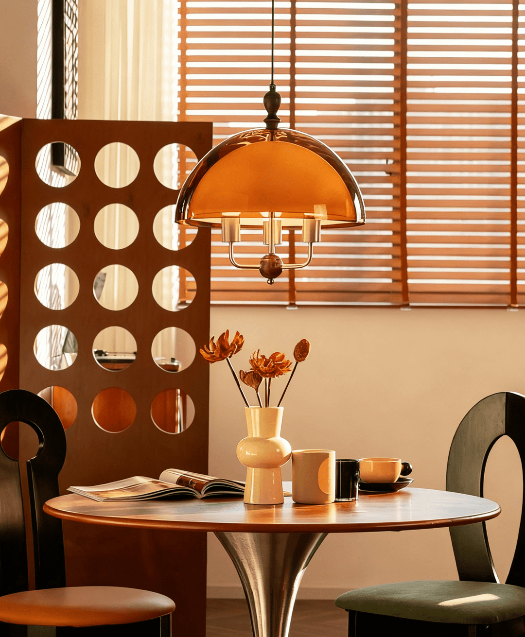 Amber Dome Shaped Pendant Light - Vakkerlight