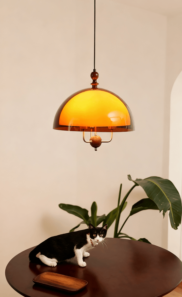 Amber Dome Shaped Pendant Light - Vakkerlight
