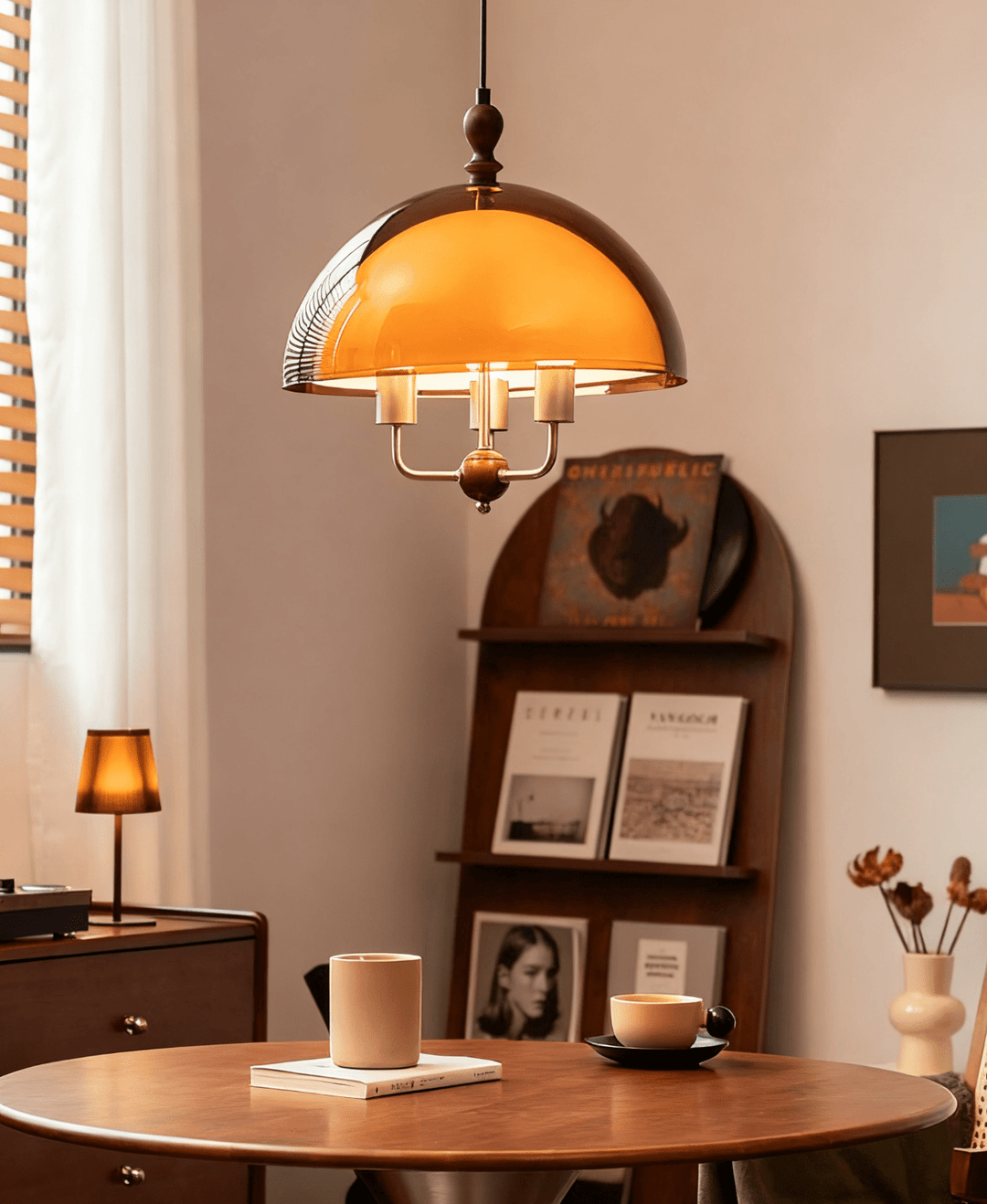 Amber Dome Shaped Pendant Light - Vakkerlight