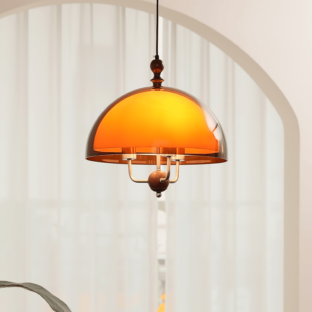 Amber Dome Shaped Pendant Light - Vakkerlight