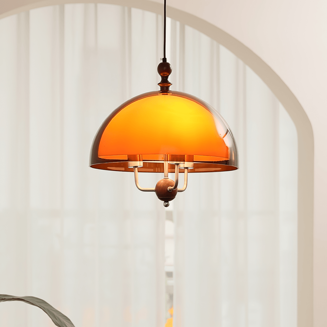 Amber Dome Shaped Pendant Light - Vakkerlight