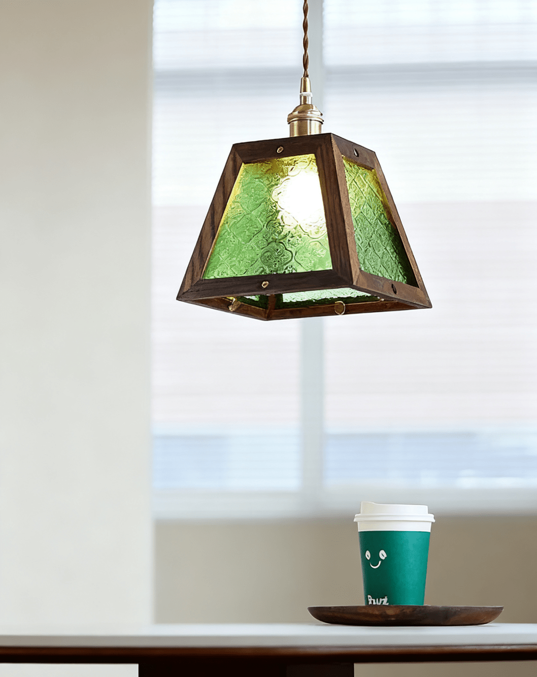 Green Patterned Glass Pendant Light - Vakkerlight