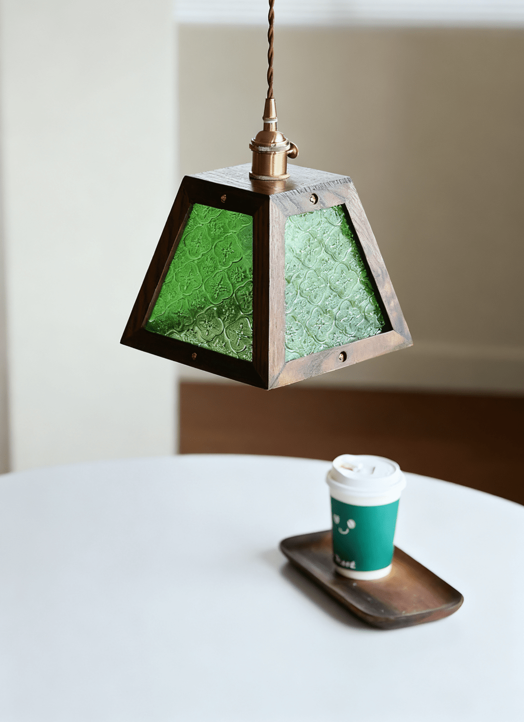 Green Patterned Glass Pendant Light - Vakkerlight